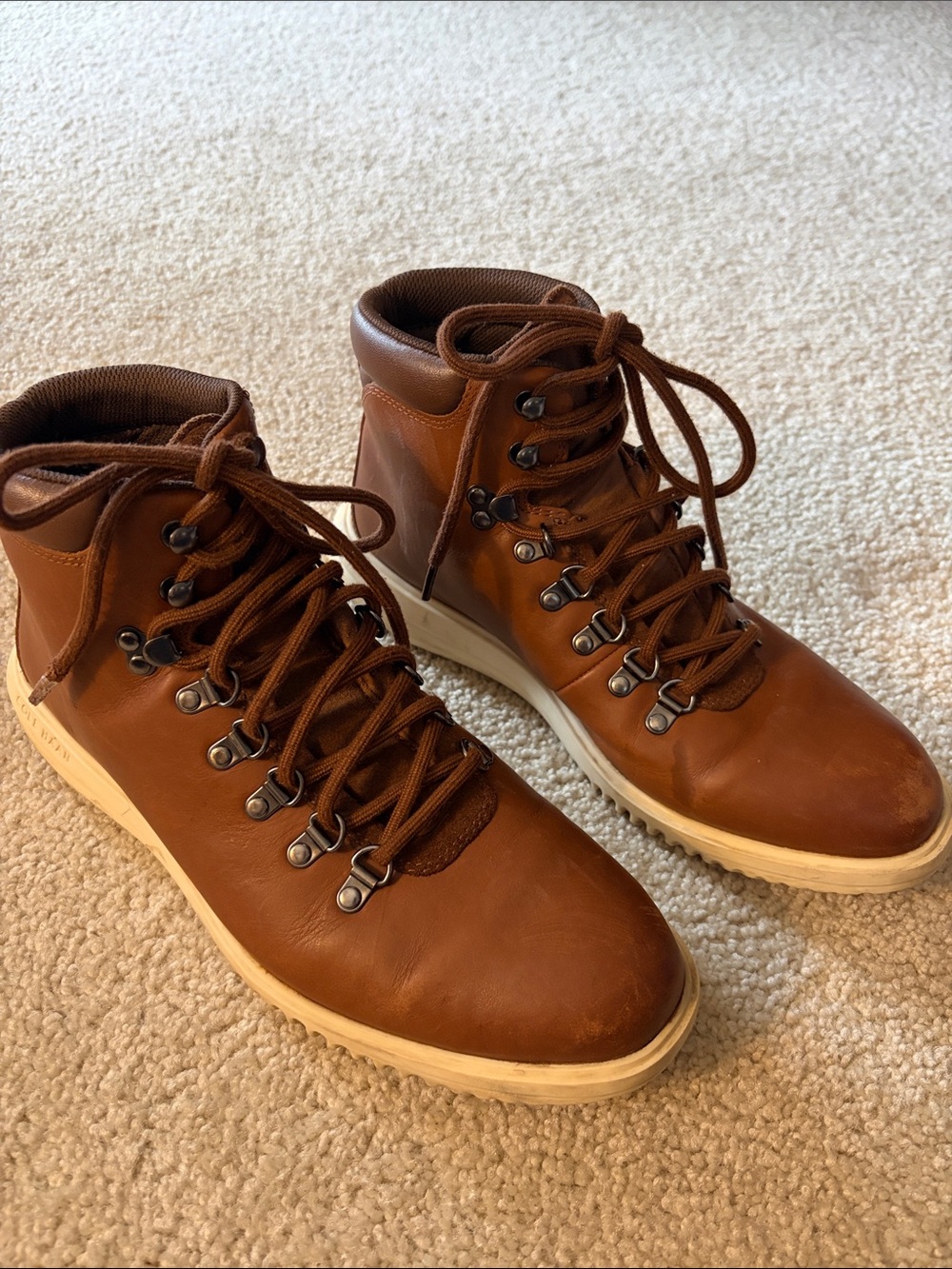 Cole Haan Grand Plus Men's Brown Leather Lace-Up Hiking Boots Size 9M